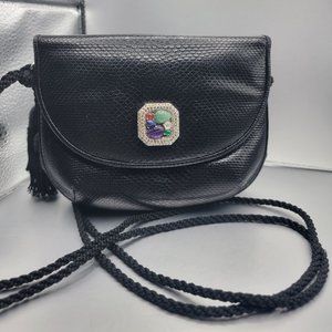Judith Leiber Black Snakeskin Evening Bag